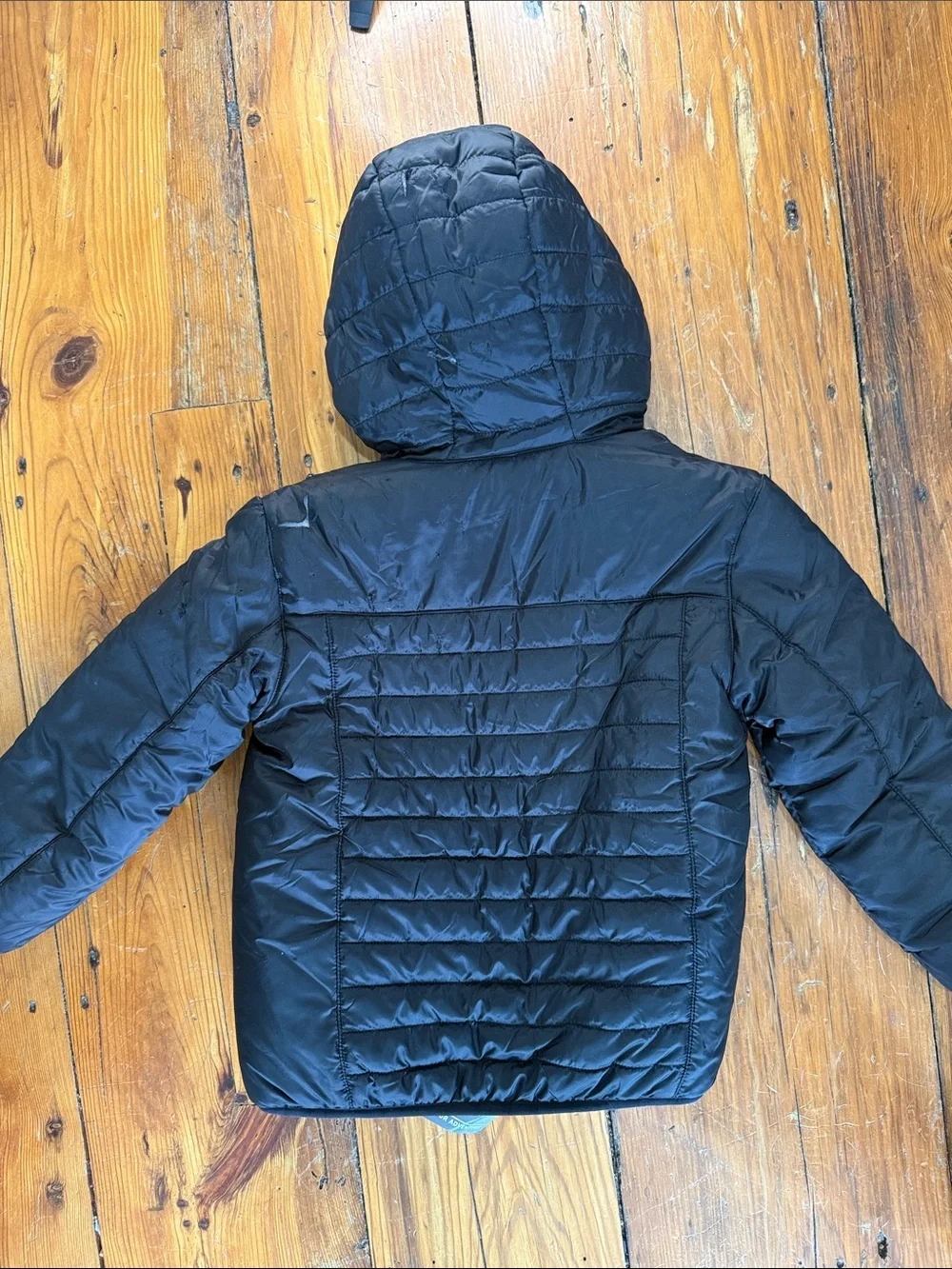 Eddie Bauer Kids Black Quilted Hooded Puffer reversible camo Coat size 5/6